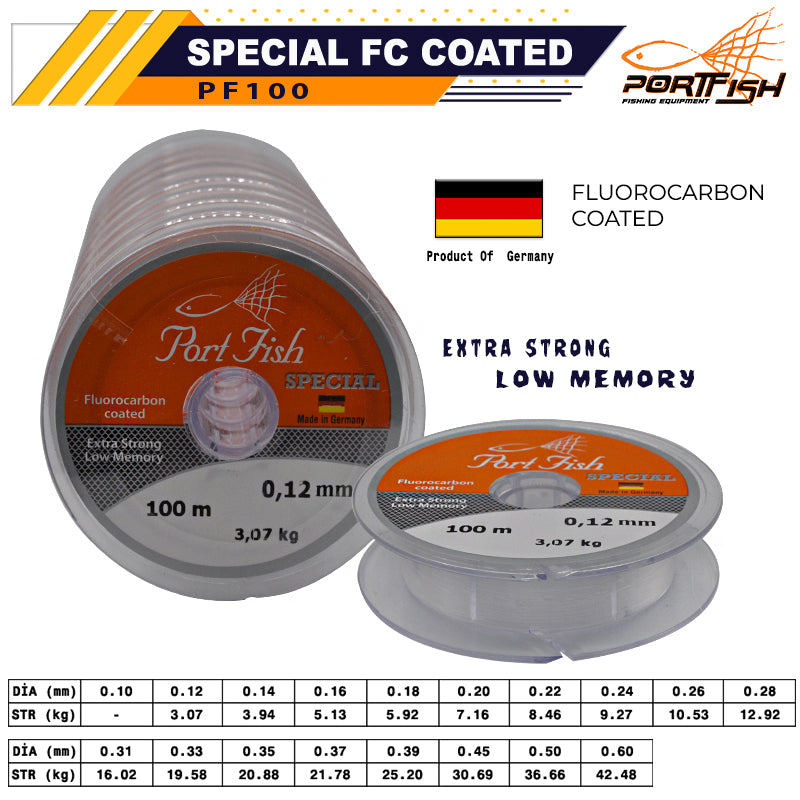 Portfish Special Fluoro Carbon Coated 100 mt Devamlı 10 Adetli